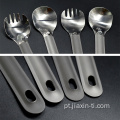 Titanium Long Handle Spork com tigela polida